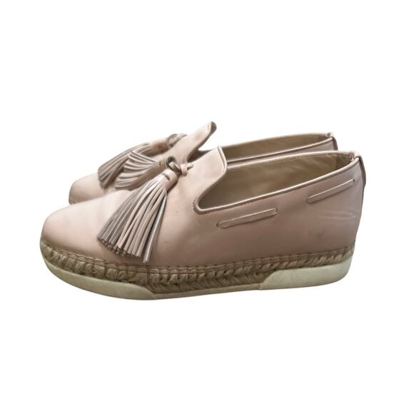 TOD'S Leather Tassel Espadrille Slip On Shoes Powder Pink Size 36.5 US 6.5 - Picture 1 of 9